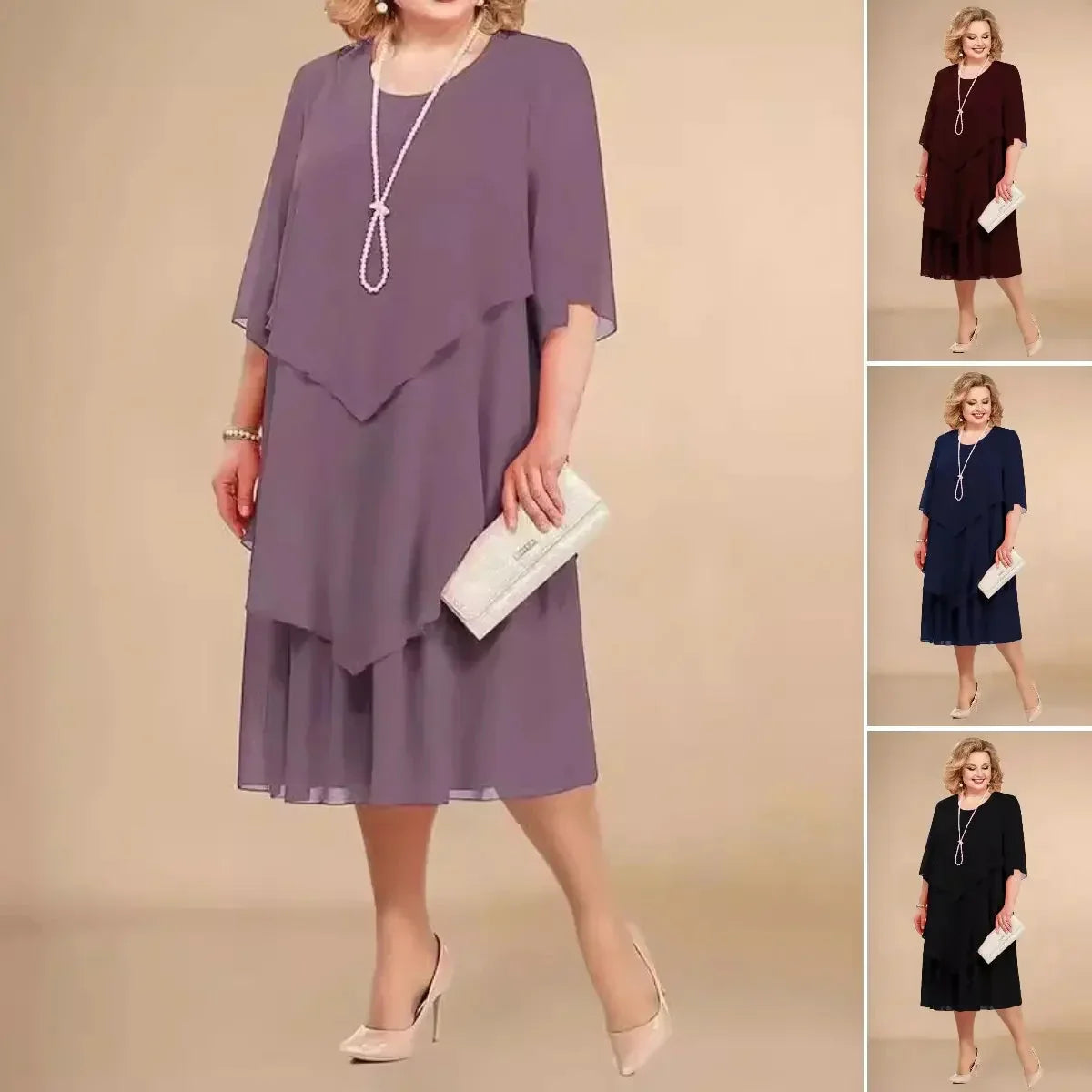 Svanstrom l Elegant Chiffongklänning Med Oregelbundna Lager