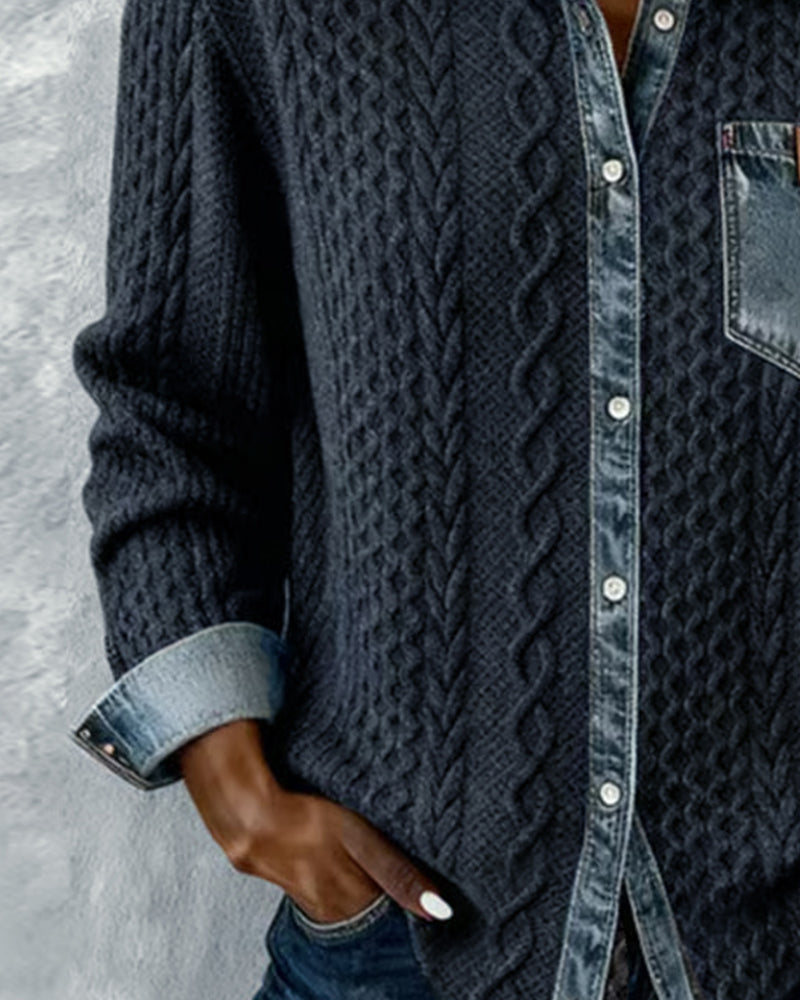 Svanstrom l Långärmad Skjorta med Denim Patchwork