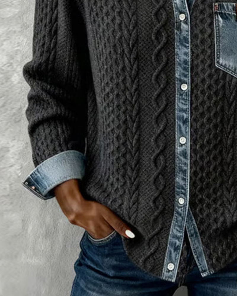 Svanstrom l Långärmad Skjorta med Denim Patchwork