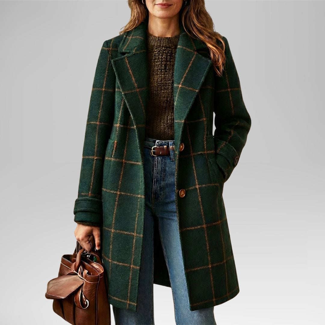 Svanstrom | Kvinnors Retro Krage Rutig Tweed Kappa